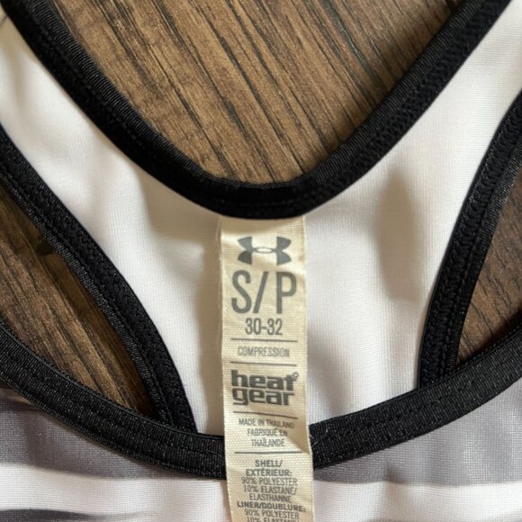 Under Armour Heat Gear Compression Sports Bras Black & White Size Small Tank Top - Picture 3 of 5